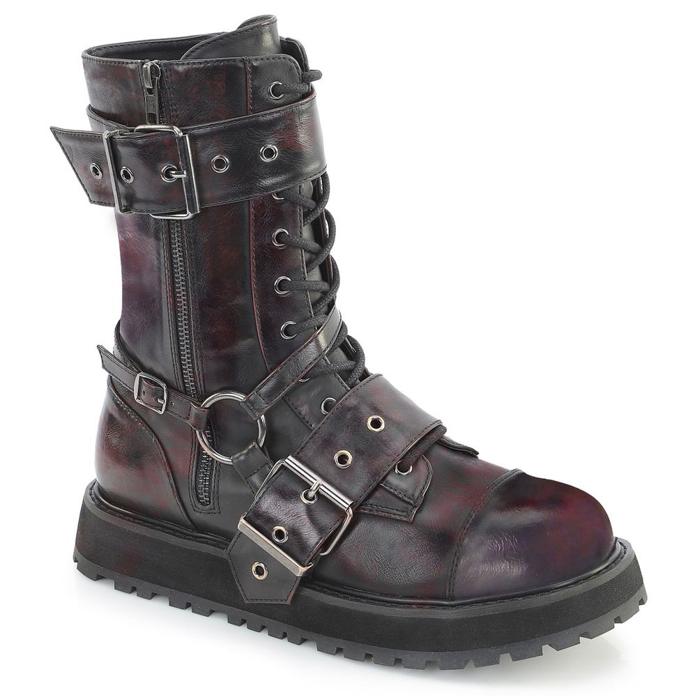 DemoniaCult - VALOR220 Platform Boots - Burgundy